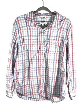 Coolibar UPF 50+ Plaid Long-Sleeve roll tab Sun Shirt XL lightweight vented outd